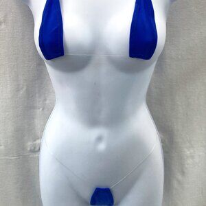 Qiylii Super Sexy Women Royal Blue Transparent Skinny Straps Micro Bikini Set